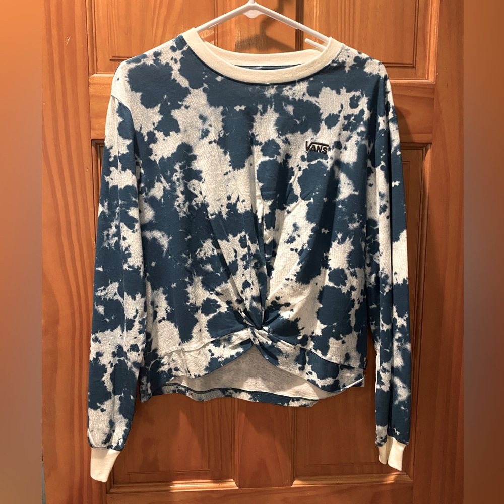 Vans Women’s Aqua and White Tie-dye Long Sleeve Shirt - Small